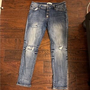 Blue Distressed Women Skinny Jeans